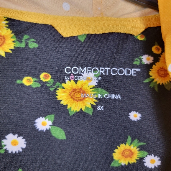 Comfort Code 3/4 Sleeve Open Cardigan Yellow White Dots Sunflower Plus 3X - Picture 2 of 4
